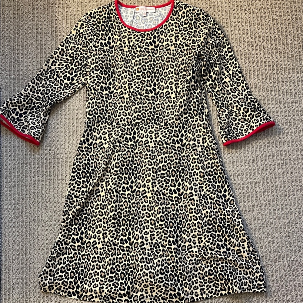 Jude Connolly Leopard Print Dress with Red Trim